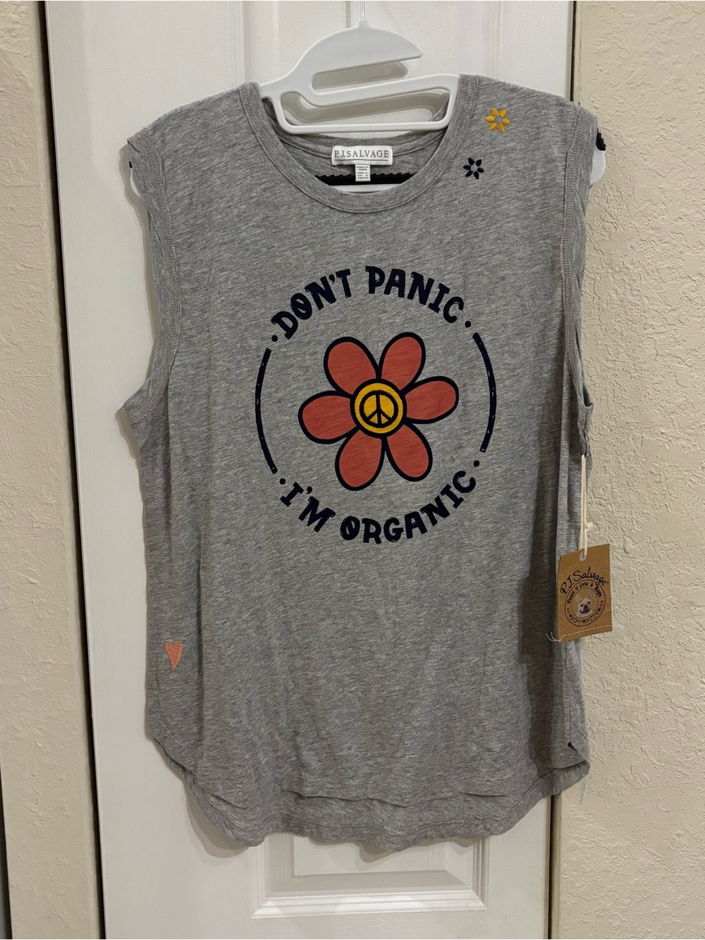 P.J. Salvage Don’t Panic I’m Organic Gray Tank Top - Picture 2 of 8